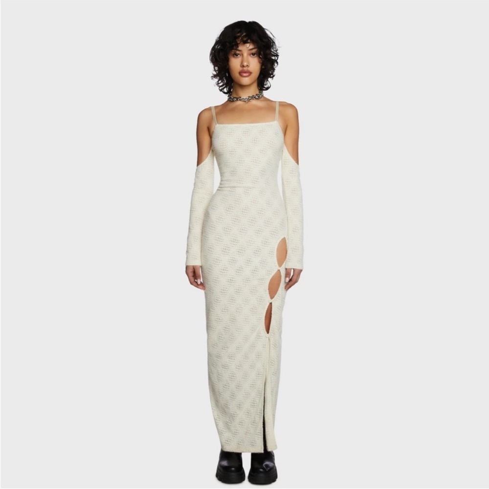 Urban Outfitters Cream cut out Maxi Dress with long sleeves